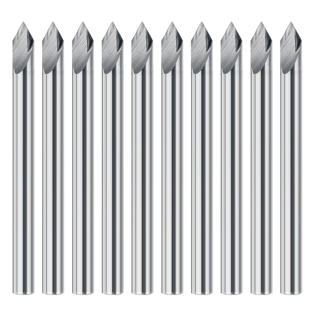 10Pcs 3.175mm Shank Engraving Bit End Milling Cutter 60 Degrees Tip 0.1mm Carbide 3D Milling Bit Carving