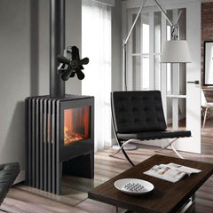 Fireplace Fan 4 Blade Heat Powered Stove Fan komin Log Wood Burner Eco Friendly Quiet Fan Home Efficient Heat Distribution Black