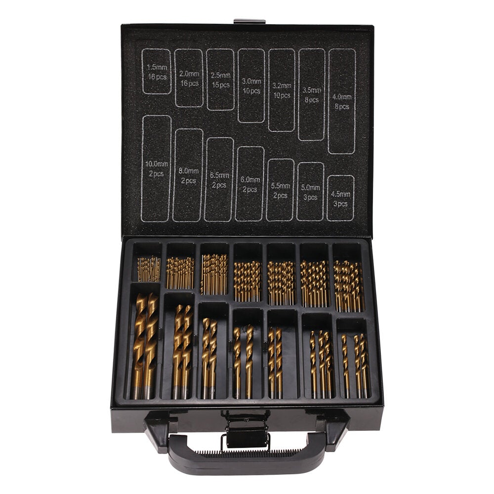 99Pcs HSS Drill Bits with Metal Case 1.5-10mm High Speed Steel Titanium Plated Twist Drill Bit for Wood Drilling