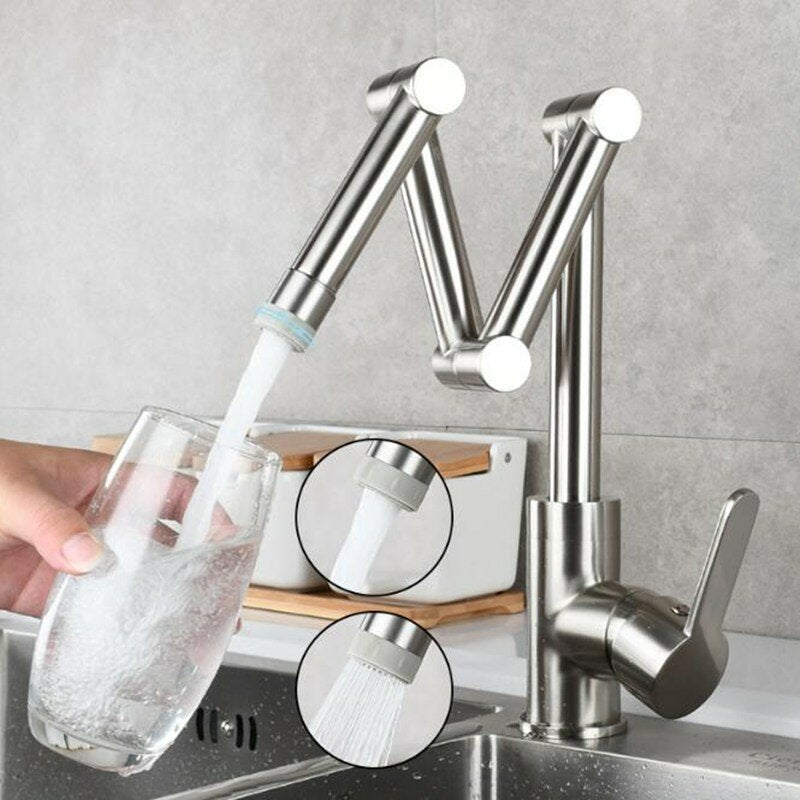 Folding Kitchen Sink Faucet Retractable Hot and Cold Mixer Tap Brass Universal Swivel Modern