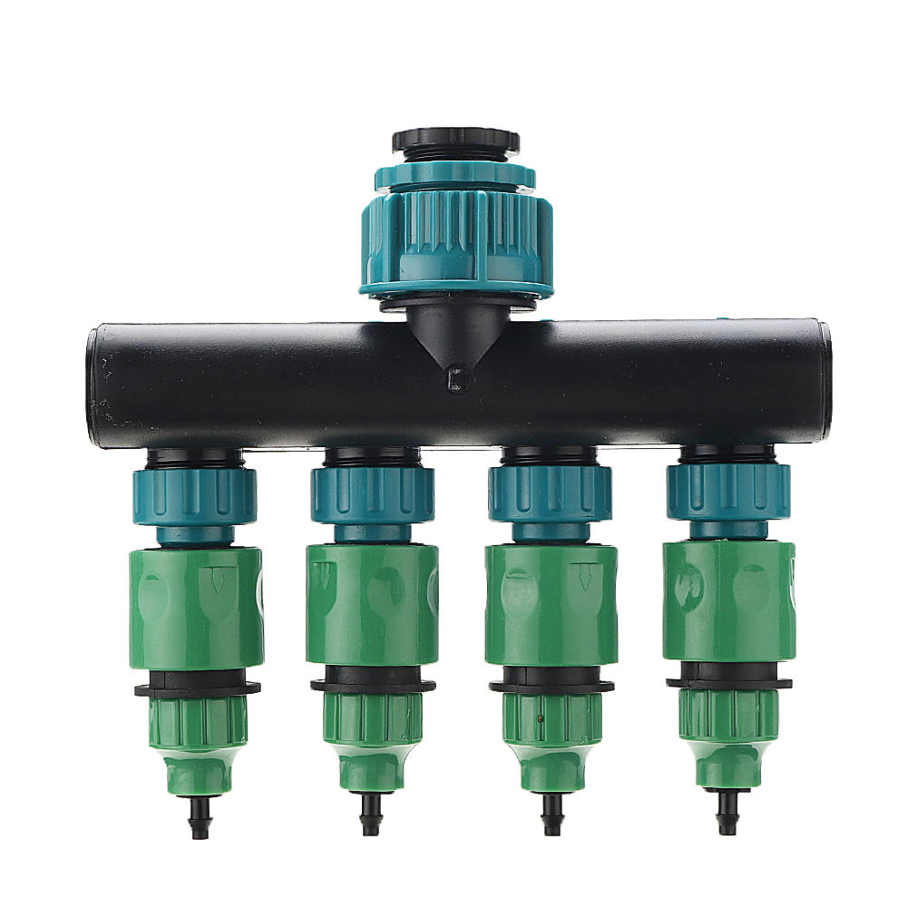 Universal 4 Way Garden Hose Splitter Tap Manifold for 1/2" 3/4" 1" Faucet Shut Off Connector Water Pipe Divider Quick Adapter Outdoor Irrigation