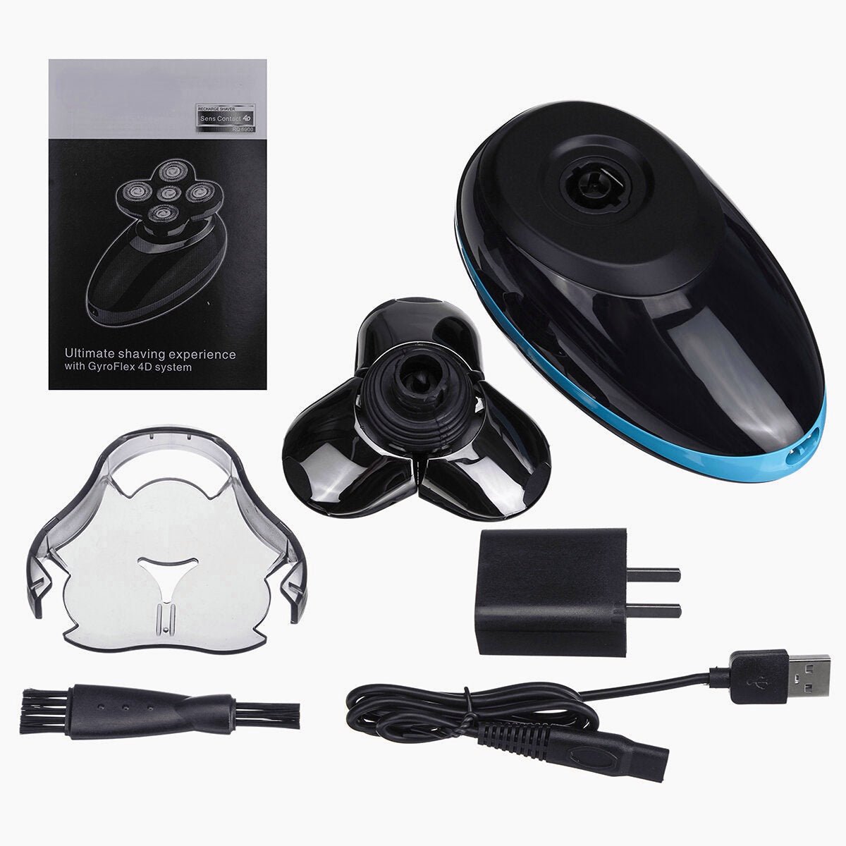 USB 3 Head Electric Bald Head Shaver Razor Rechargeable Washable Wet And Dry Hair Trimmer