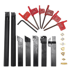 7pcs 16mm Shank Lathe Boring Bar Turning Tool Holder Set with Carbide Inserts and Wrenches