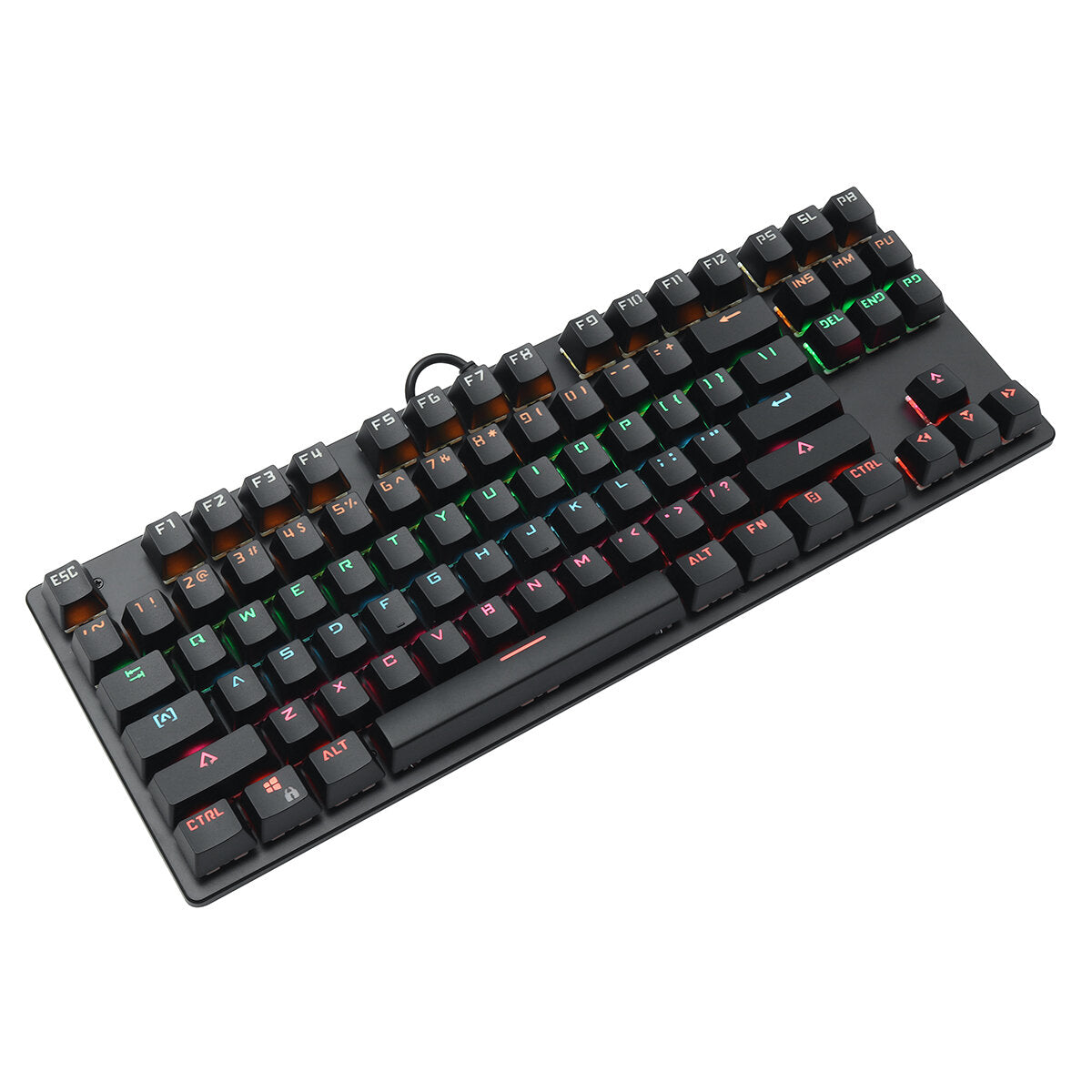 Wired Mechanical Keyboard 87 Keys Hot Swappable Blue Switch Suspended Keycaps RGB Backlit Gaming Keyboard with Supplement Blue Switches Keycap Puller