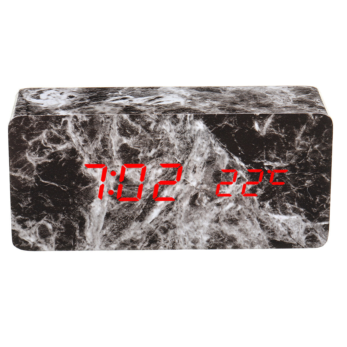 LED Marble Pattern Alarm Clock Creative Led Voice Control Digital Electronic Desktop Clock Temperature Display