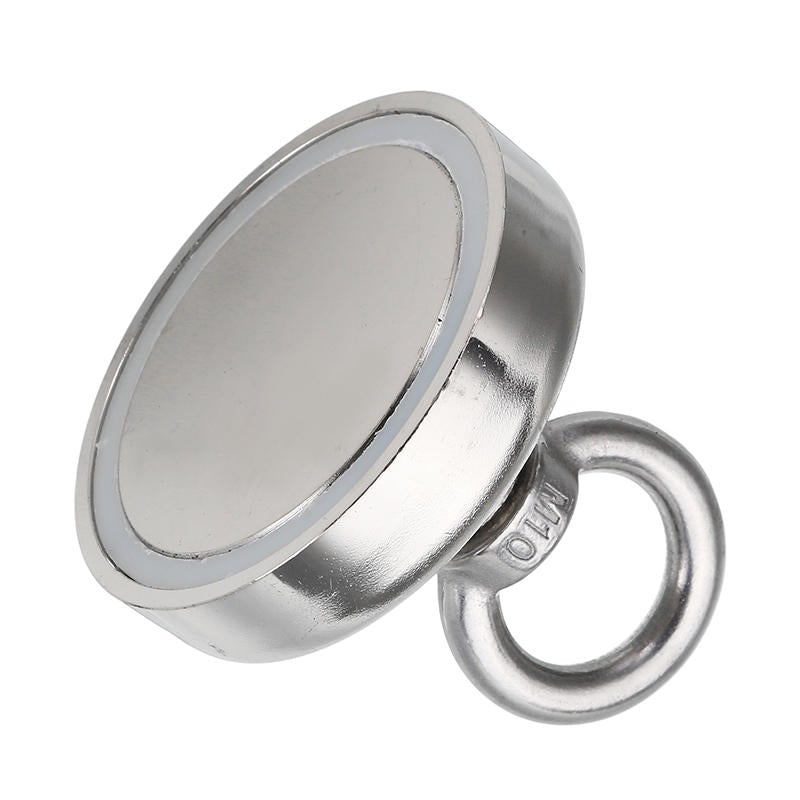 75x80mm 165kg Neodymium Recovery Magnet Metal Detector Eyebolt Circular Ring