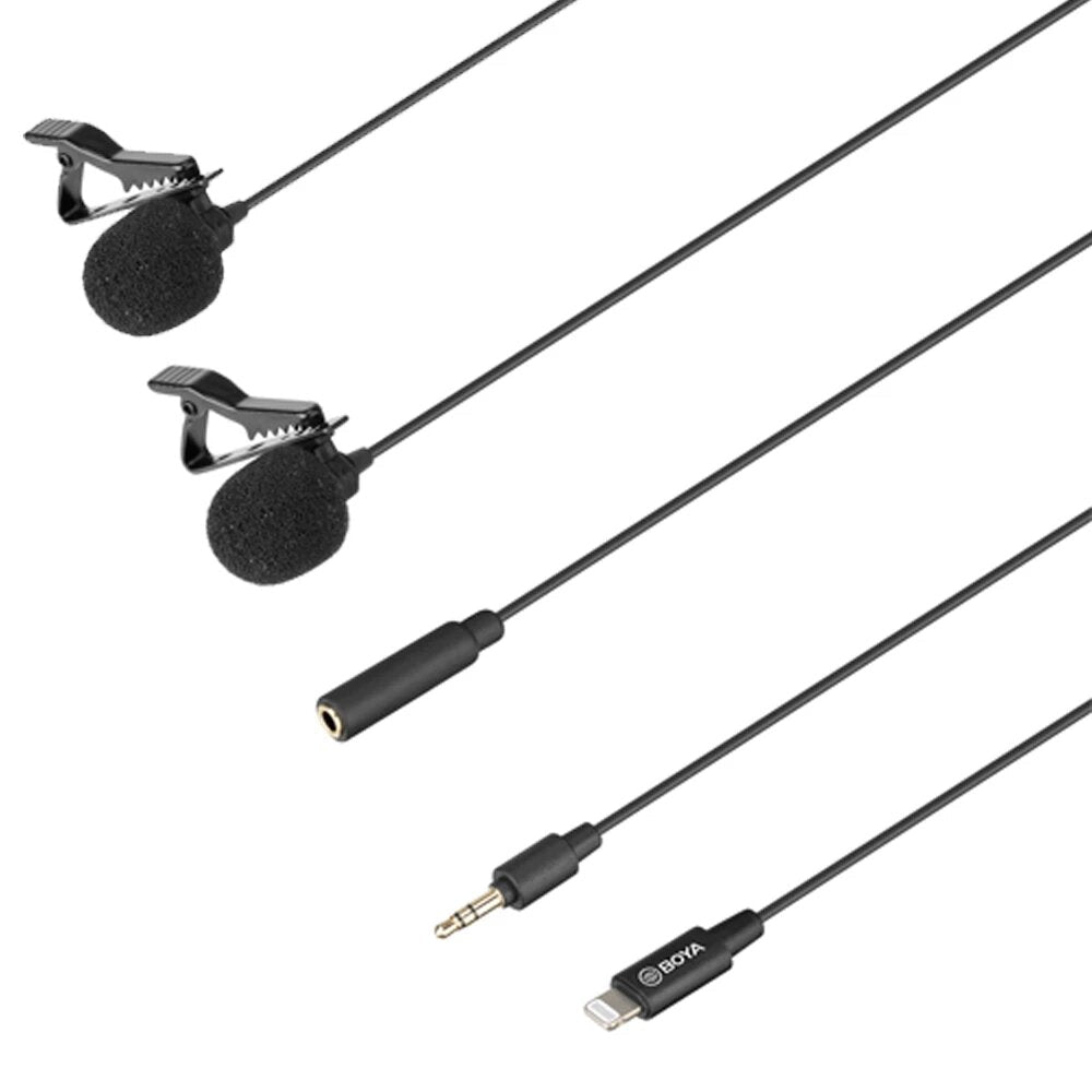 Dual Lavalier Microphone Omnidirectional Digital MFI Video Mic for iPhone 11 Pro Xs Max Xr iPad iPod Touch