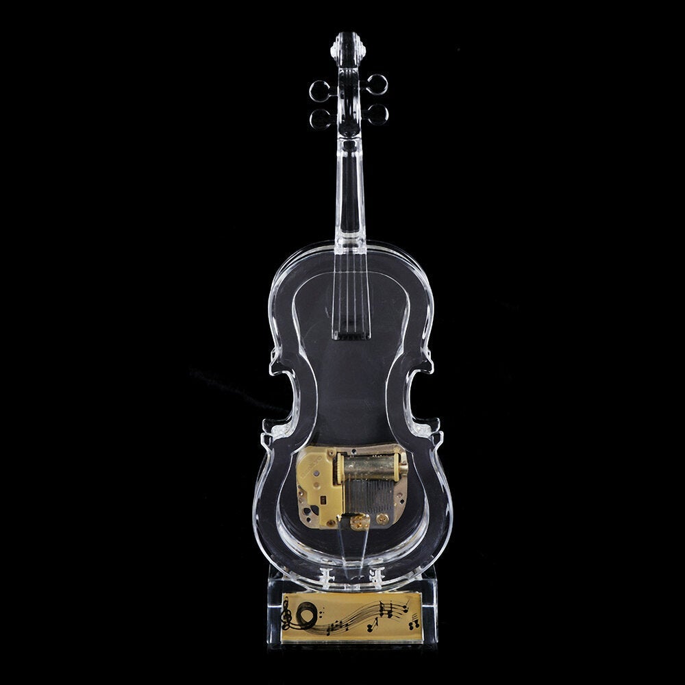 Mechanical Wind-up Violin Shape Music Box Home Decoration Birthday Gifts