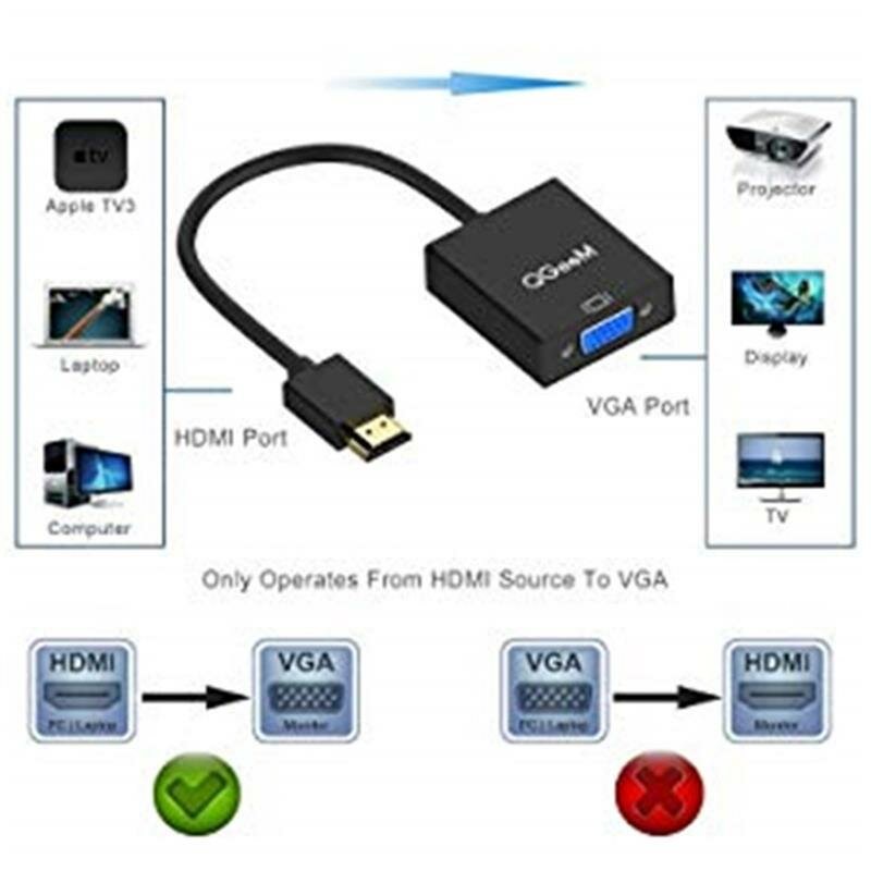 QG-HD04 HDMI to VGA Adapter Digital to Analog Video Audio Converter VGA Connector For Xbox 360 PC Laptop TV Box