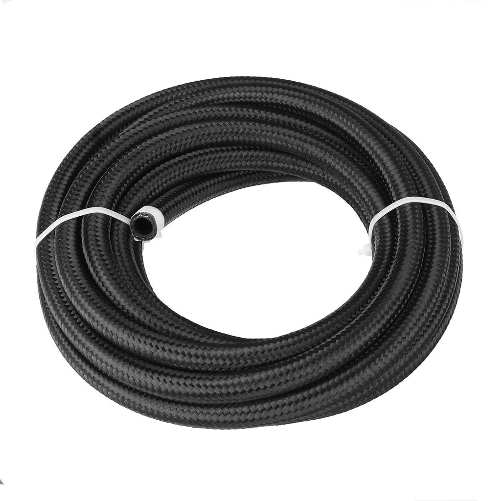 20FT Fuel Hose Oil Gas Line Nylon Stainless Steel Braided Silver Black