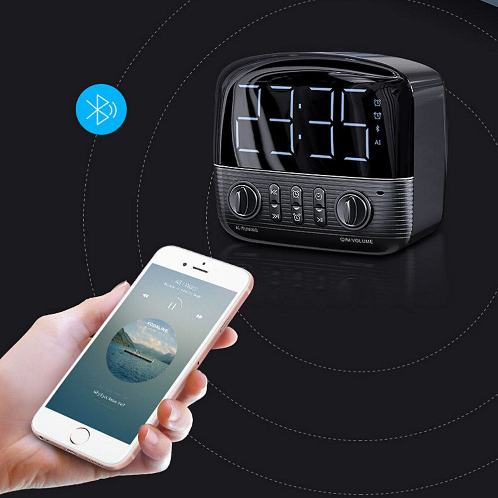 Wireless Bluetooth Speaker Mini Audio Alarm Clock FM Radio Retro Home Subwoofer for Outdoor Mobile Phone Computer Car