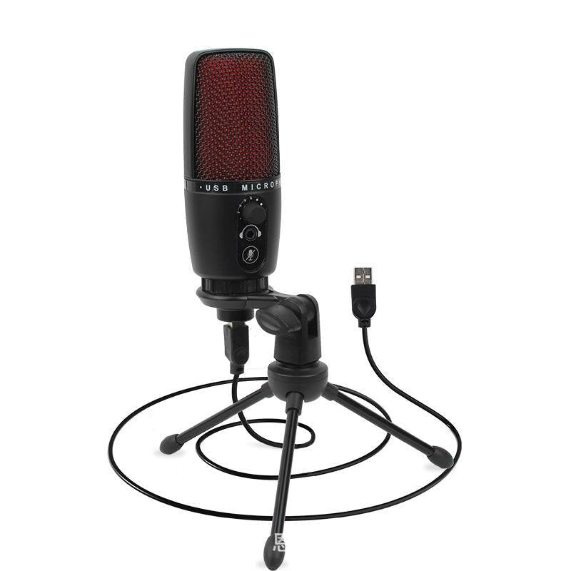 condenser studio microphone stereo recording with volume control real silent key led status display