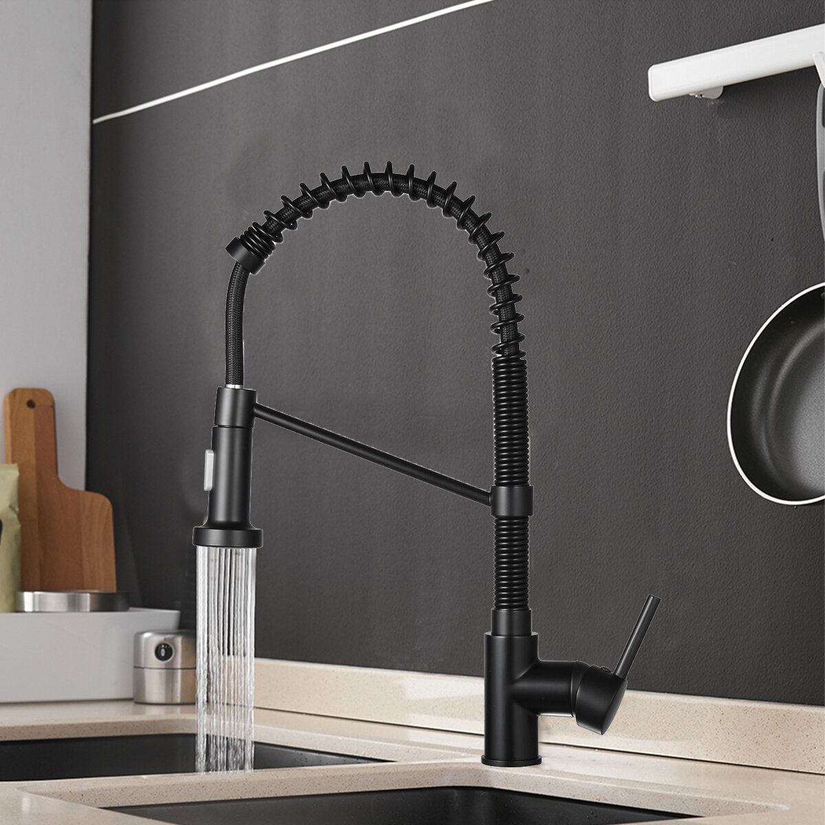 Kitchen Faucet Swivel Spout Single Handle Sink Pull Down Spray Mixer Tap