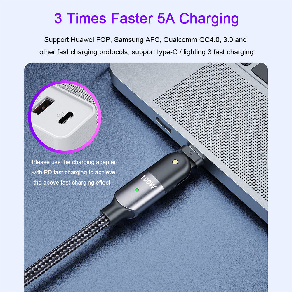 60W/100W Type-C Charging Cable C to C PP Braided Wire Support PD QC FCP Charging Protocol For Smartphone Tablet Laptop