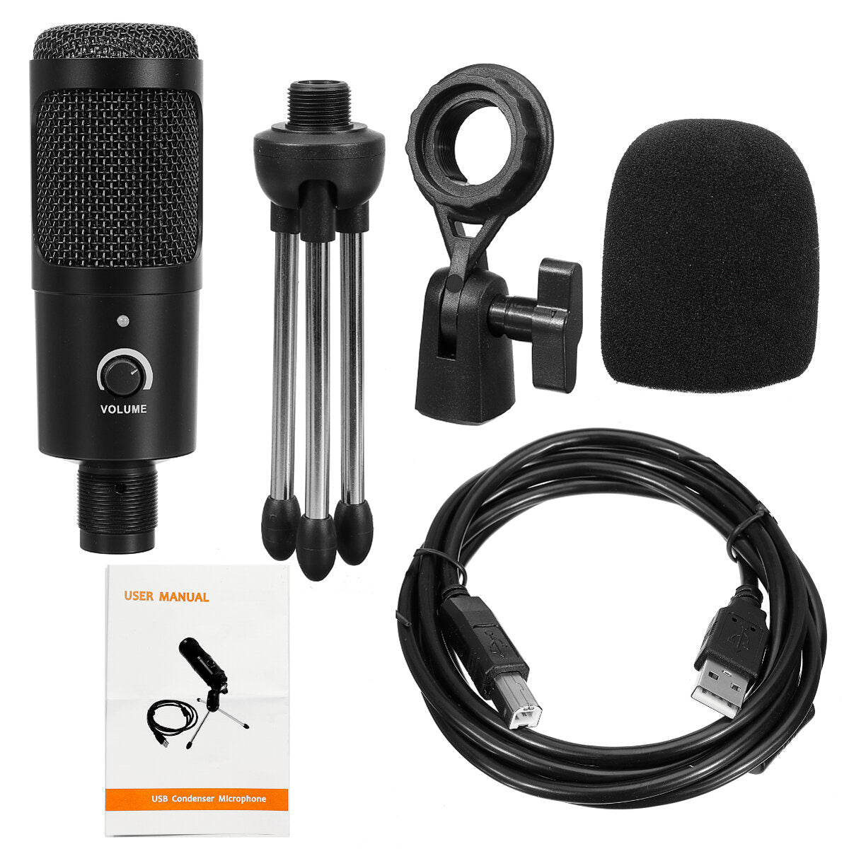 Wired USB Microphone with Tripod for Computer Windows Mac PC Live Broadcast Video Conferencing Audio Recording YouTube