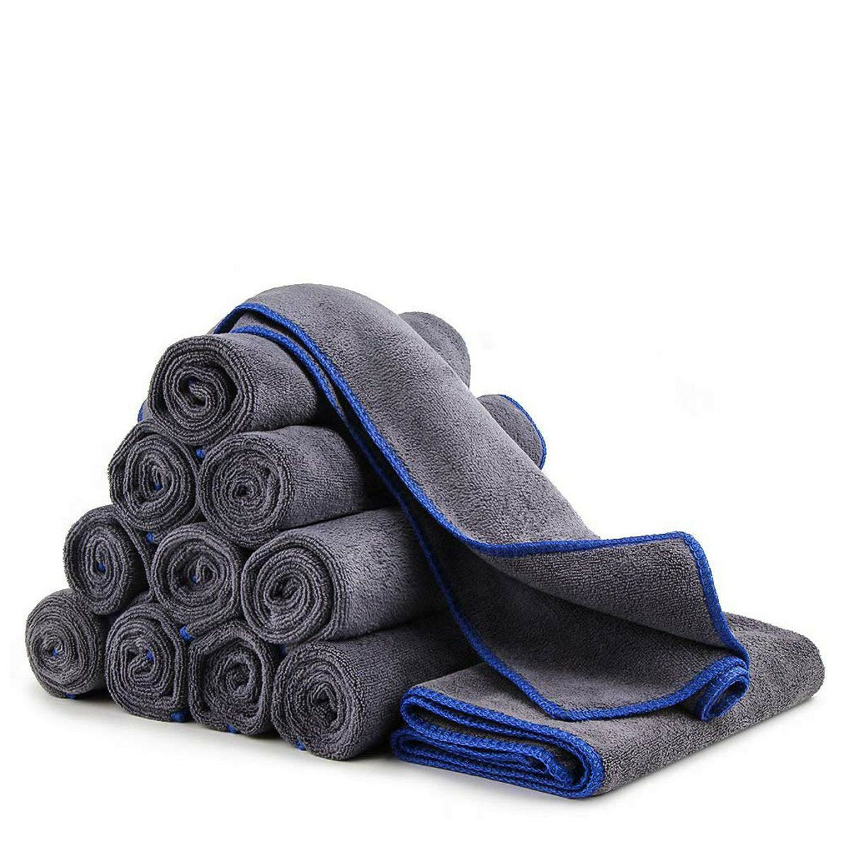 12Pcs 40*40CM Microfiber Car Wash Towels Washing Cleaning Cloth Paint Care Polishing Plush Grey