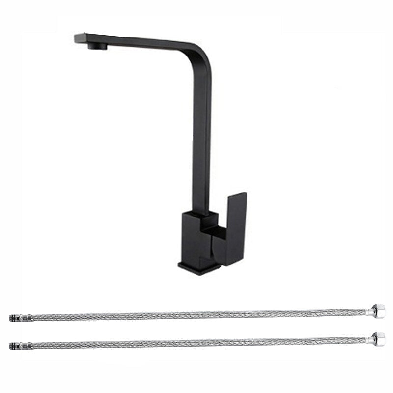 Black Kitchen Sink Taps Mixer Single Lever Zinc Alloy Swivel Spout Tap Faucet