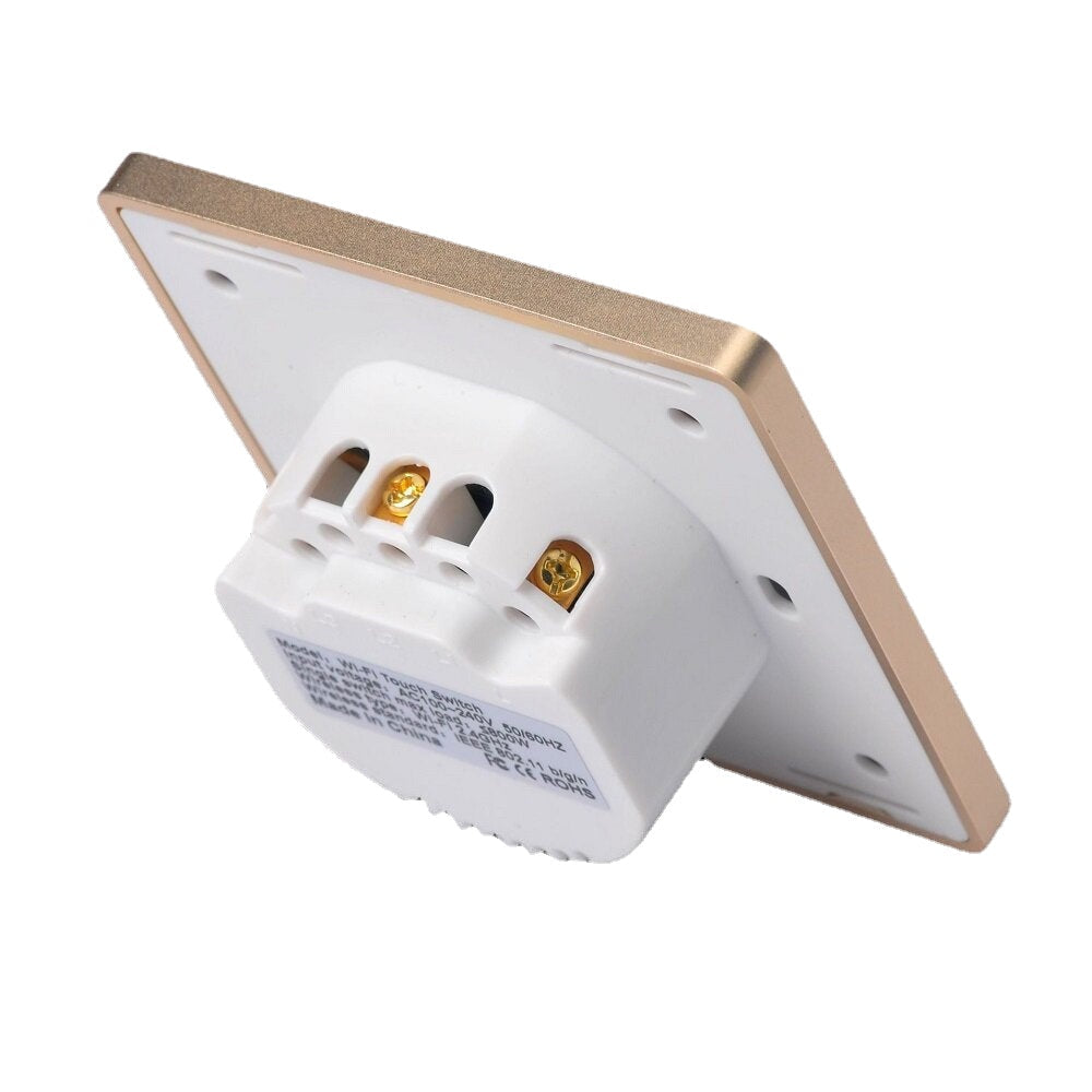 Wifi 1Gang Smart Switch EU Standard Metal Frame Wire Drawing Light Control Switch WF-WS011 100-240V 2.4 GHz