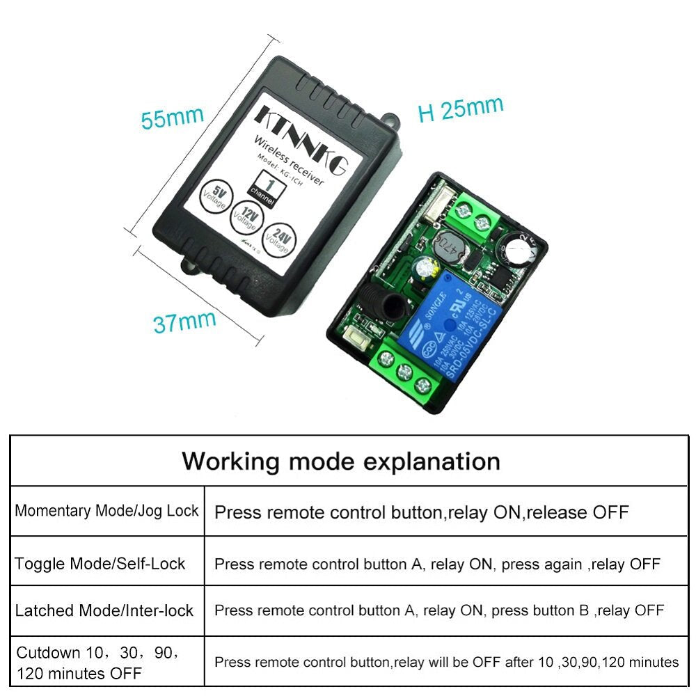 DC 5V12V24V Single-channel Small Volume Learning Remote Control Switch Access Control Module with Voltage Output
