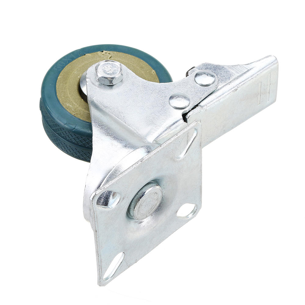 2 Inch Grey PVC Flat Plate Wheels with Brake Universal Mute Foot Wheels