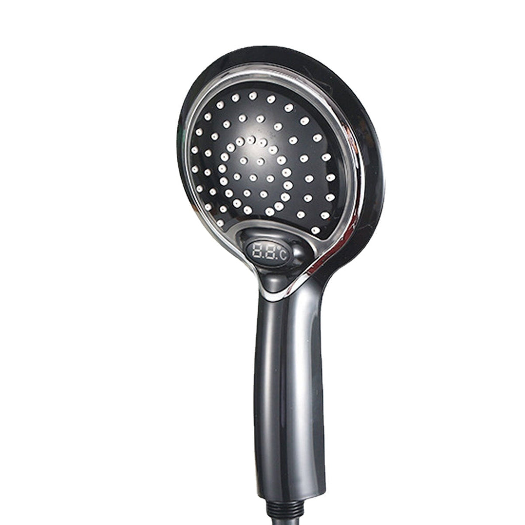LED Light Shower Head Bathroom Handheld Digital Display Adjustable Water Speed