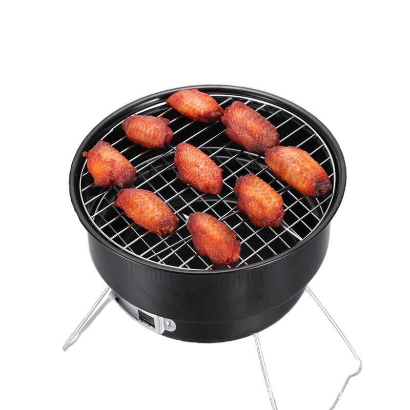Round Barbecue Grill Foldable Stainless Steel Grill Portable Outdoor Camping Barbecue Grill