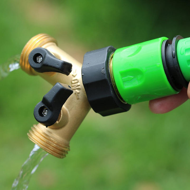 3/4 Inch 2 Way Brass Hose Faucet Manifold Garden Tap Splitter Water Segregator Pipe Divider Switcher Control Shut Off Valve Y-Type Ball