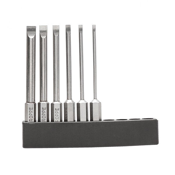 6Pcs 75mm Magnetic 2.0-6.0mm Flat Head Slotted Tip Screwdrivers Bits
