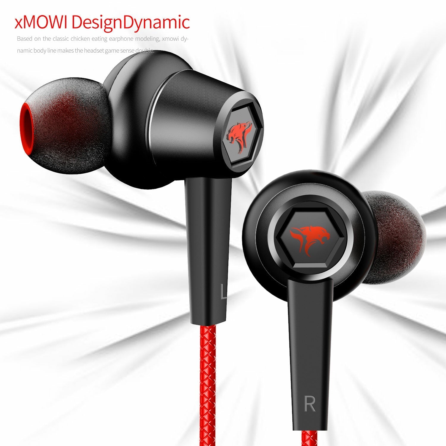 In-Ear Gaming Headset Dual Microphone Super Bass Headphone Active Noise Reduction with Detachable HD Long-Microphone