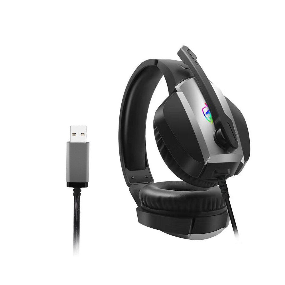 Gaming Headset 7.1 Channel 50mm Unit 90 Rotatable Microphone RGB Light Effect Scalable Design Noise Reduction Protein Leather Earmuffs