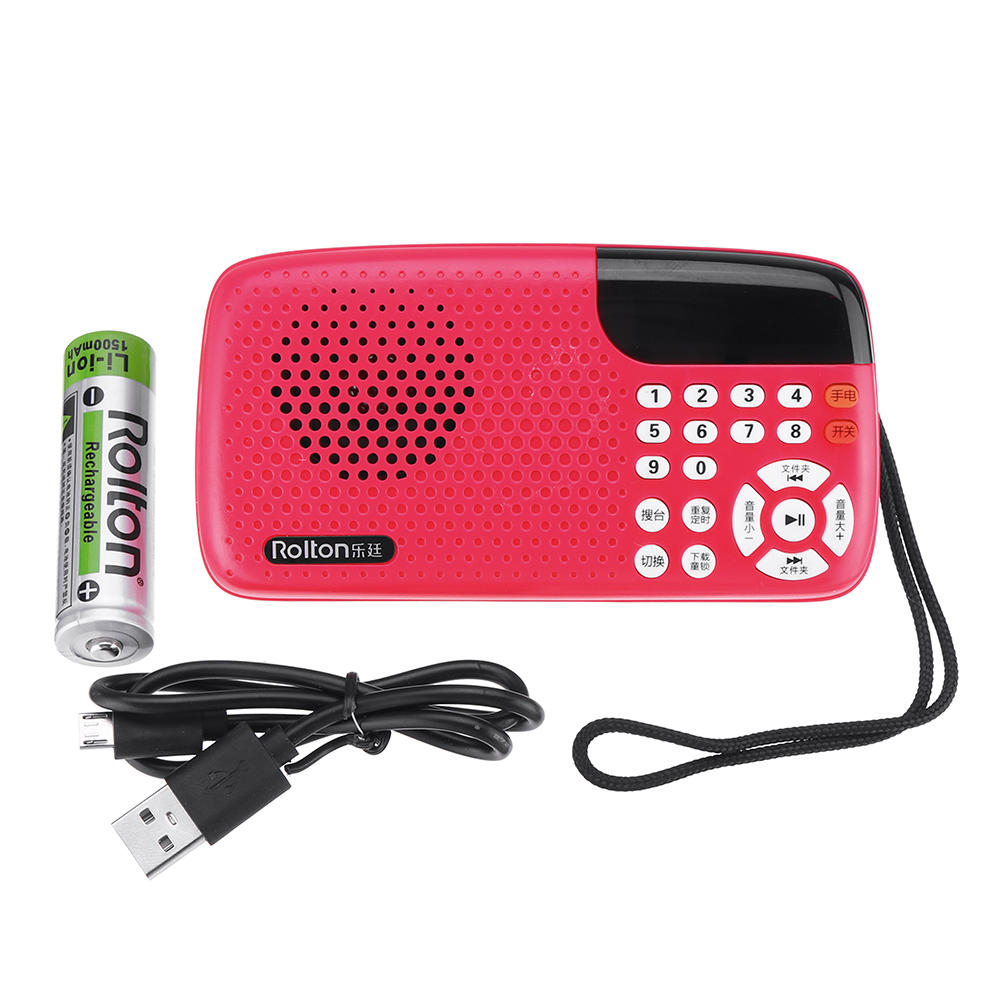 Portable Mini FM Radio Speaker Music Player Tf Card With LED Display And Flashlight