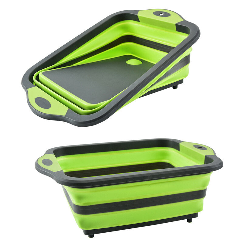 7L Kitchen Cutting Board Folding Multifunction Drain Basket Washing Fruit Vegetable Basket