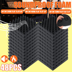 48PCS Sound-Absorbing Cotton Soundproof Foam Panels Noise Dampening Sponge