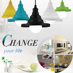Folding Lampshade Colorful Silicone E27 Lamp Holder Pendant Lights DIY Ceiling Light Home Decor