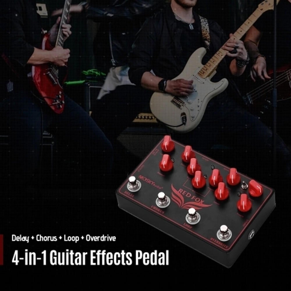 4 in 1 Electric Guitar Effects Pedal with Delay Chorus Loop Overdrive