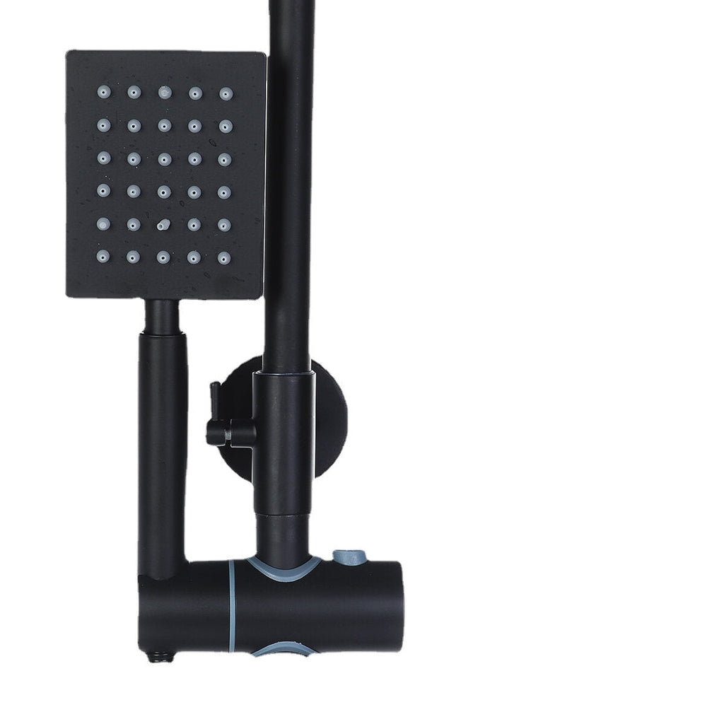 Wall Mount Exposed Shower System with Thermostatic 8 Inch Round/Square Shower Head Adjustable Handheld Sprayer and Bottle Faucet