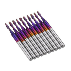 10pcs 3.175mm Shank 2mm End Mill Blue Coated Spiral Ball Nose CNC Milling Cutter