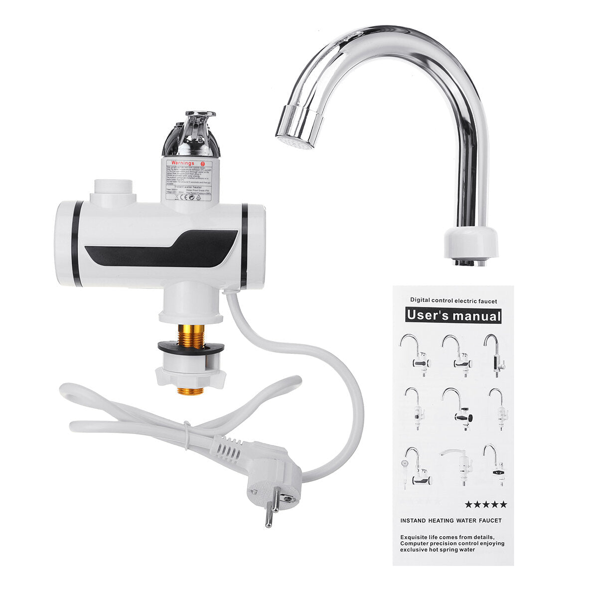 Digital Electric Faucet Tap Hot/Cold Water Heater Fast Instant Bathroom Heating