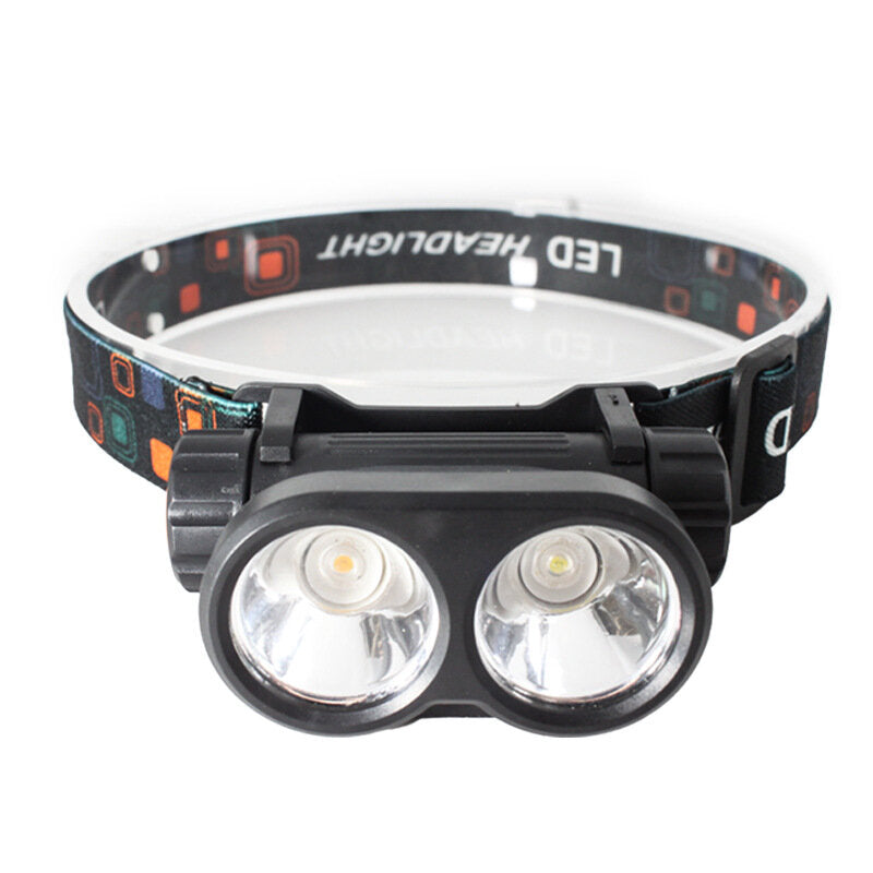 180 Adjustable Double LED Headlamp Strong Light Cycling Headlight Night Fishing Waterproof Flashlight USB Charging Warm / White Light