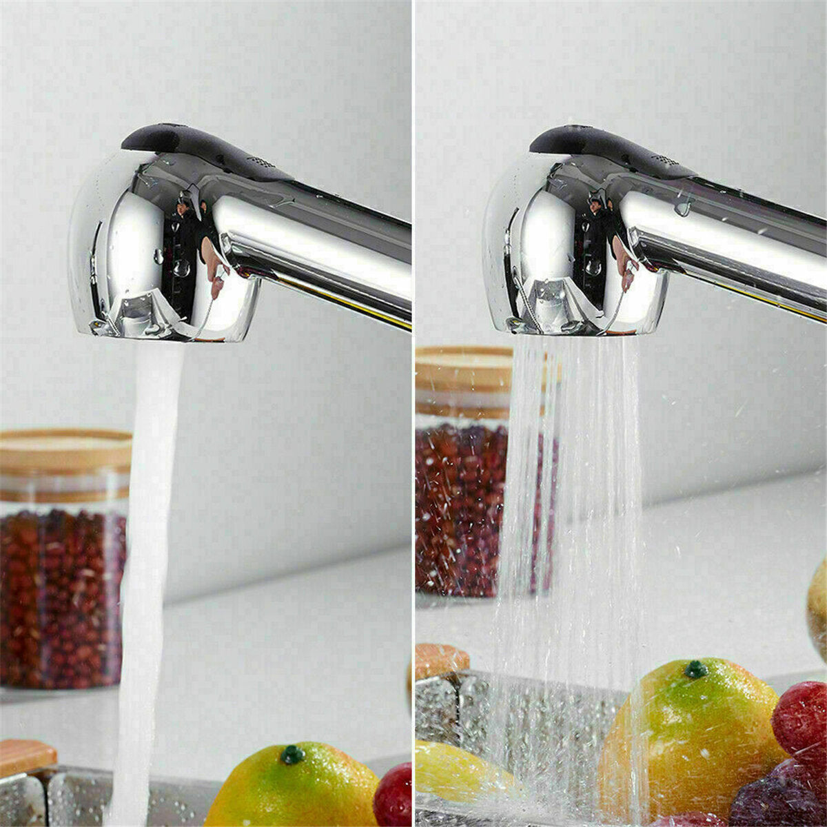 Kitchen Sink Faucet Pull Out Spray Head Single Lever Chrome Mono Brass Tap
