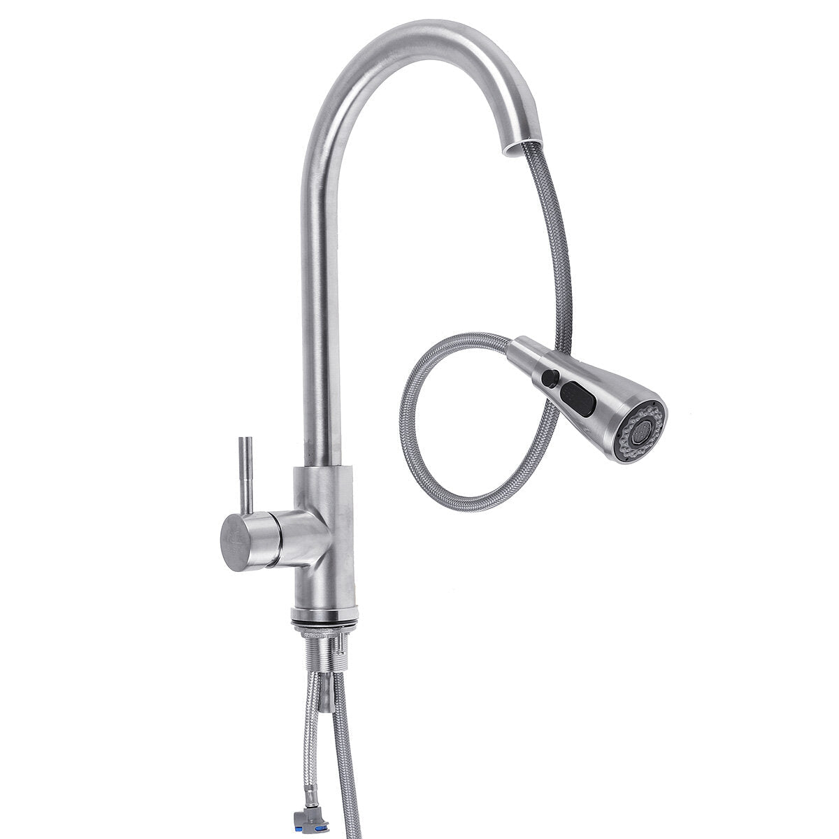 Kitchen Pull-Out Faucet Tap Mixer Spout Finish Brushed Swivel Spray 360