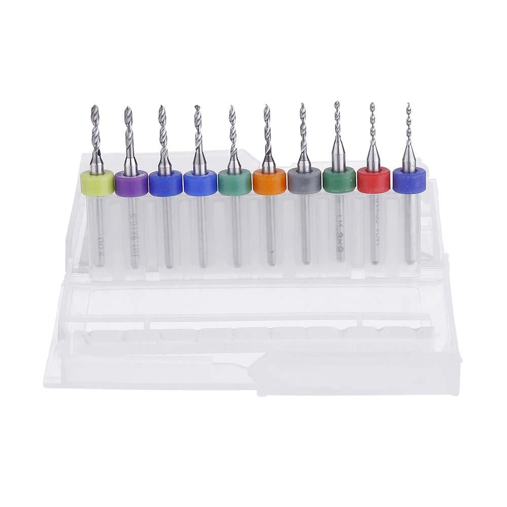 10pcs 1.1-2.0mm PCB Drill Bit Set Carbide Engraving Milling Cutter for CNC Circuit Board