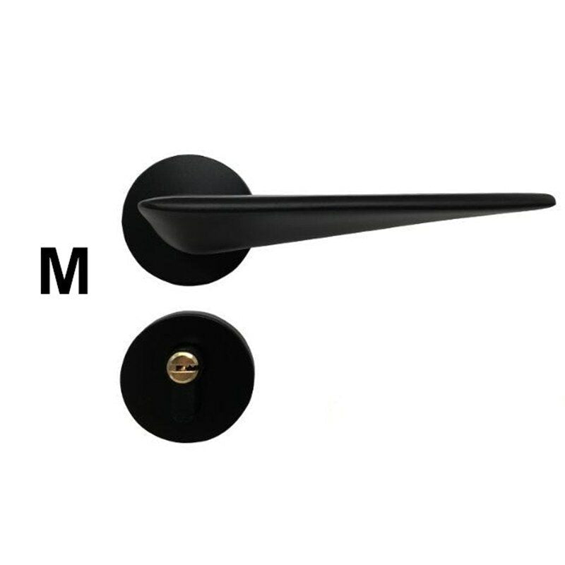 Matte Black Aluminum Door Lock Mechanical Interior Handle Cylinder Lever Latch Home Security Mute Locker With Keys