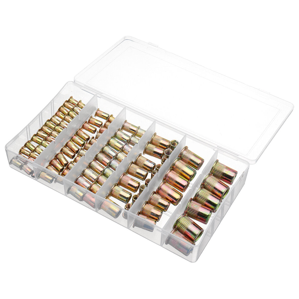 165PCS M3 M4 M5 M6 M8 M10 M12 Mixed Zinc Plated Carbon Steel Rivet Nut Insert Nuts Assortment Kit