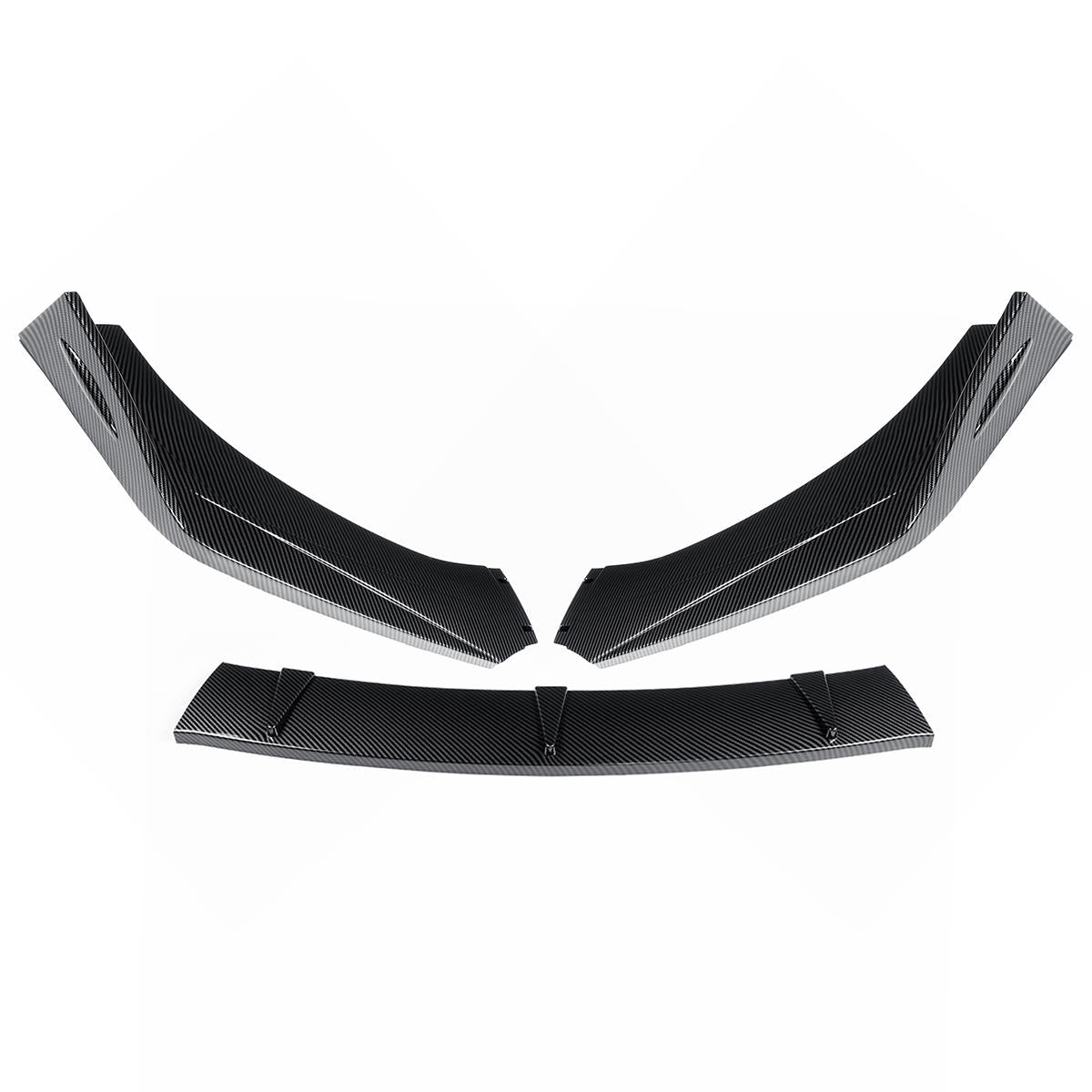 3PCS Carbon Fiber Style Front Bumper Spoiler Lip Cover Trim Protector