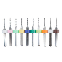 10Pcs 0.6mm-1.5mm Tungsten Carbide PCB Drill Bits Print Circuit Board Mini CNC Drilling Bit Set