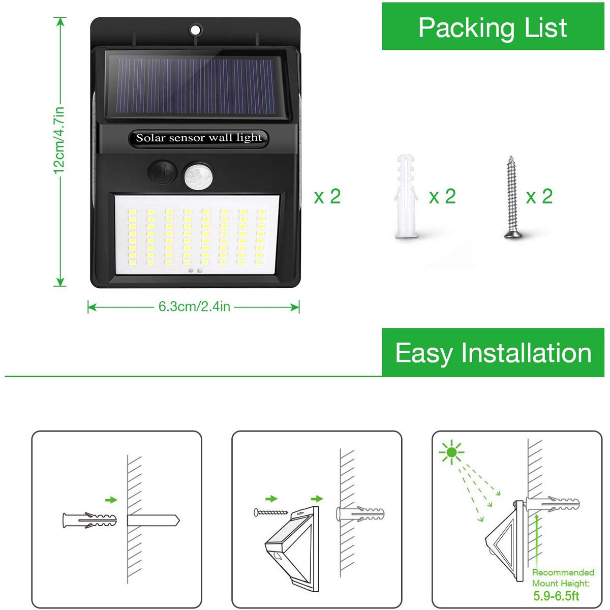 100 LED Solar Light PIR Motion Sensor Safety Outdoor Garden Wall Light