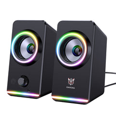 Computer Speaker 5W*2 Multimedia Speaker with Touch RGB Light Control Volume Button Control 3.5mm+USB Plug