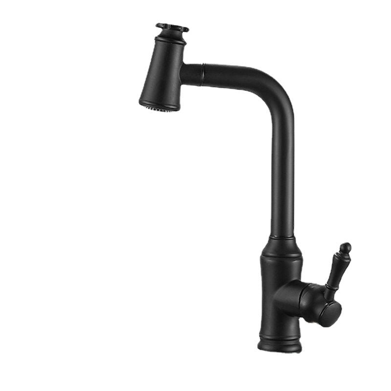 Kitchen Sink Faucet Pull-Out Sprayer Brass Hot Cold Water Mixer Tap Two Mode 360 Swivel With Hose