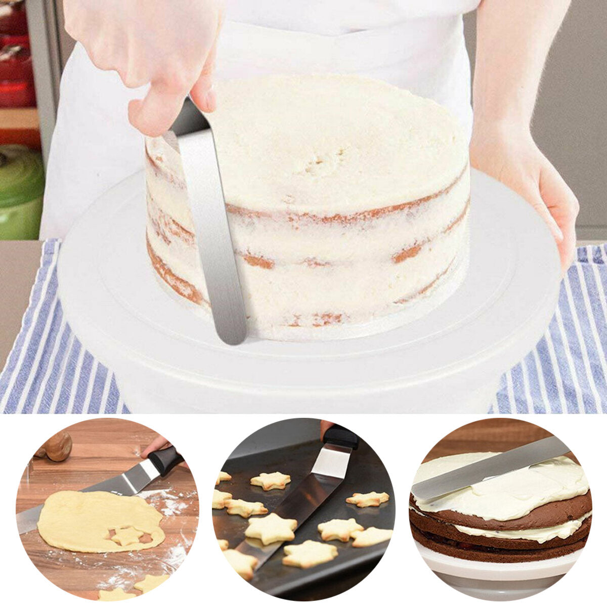 6PCS Cake Baking Tools Stand Turntable Rotating Rack Dough Rotary Table DIY Kits
